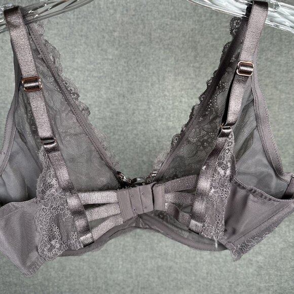 Vintage Smart & Sexy Bra 40DD Lace Underwire Gray Sheer Floral Back Closure - Picture 10 of 16